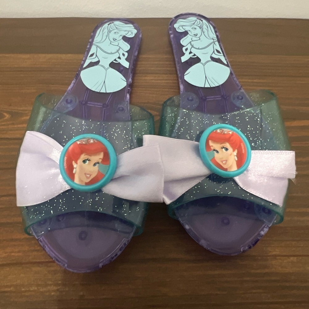 Disney Princess "ARIEL" Glittery Jelly Dress up Shoes ~ SLIP ON FLAT ~ TODDLER